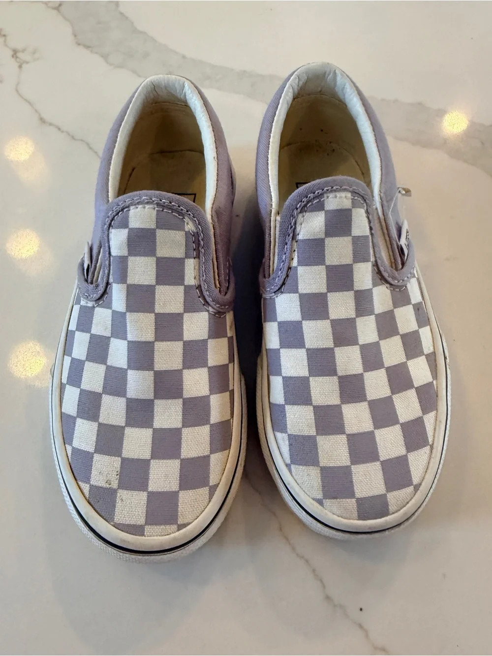 Vans Kids Toddler Slip-On Checkerboard Sneakers Light Purple and White Size 11